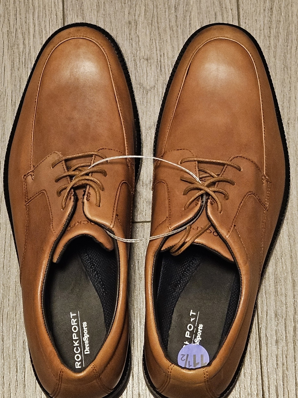 Rockport Men's Tan Leather Derby Lace-Up Shoes